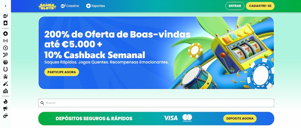 Samba Slots - Sportsbook com Combi Boost e Cashback de 10% para Apostadores